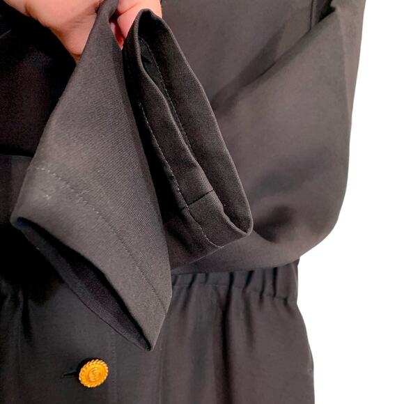 Gucci Alione V-neck Long Sleeve Button Jumpsuit Wool Silk Gold Black IT 36 US 0 - Picture 7 of 16